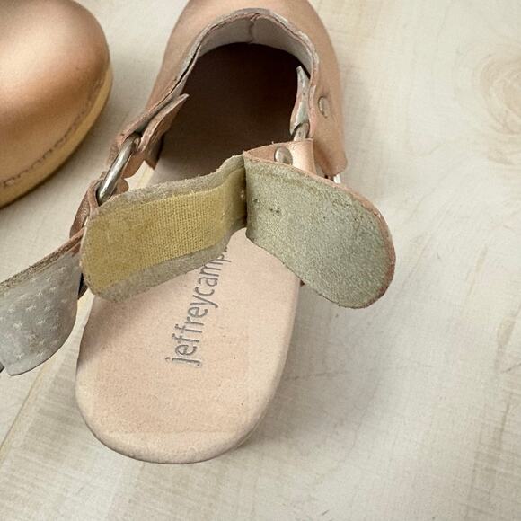 Jeffrey Campbell El Camino Metallic Leather Clogs Rose Gold Wood Heel Size 7 - Picture 10 of 13